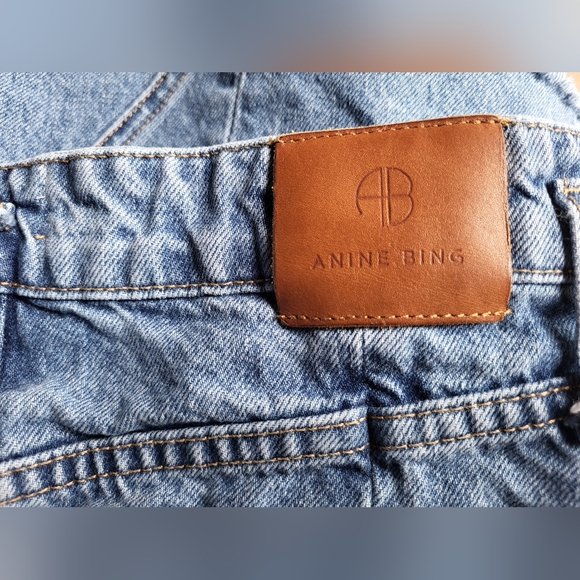 Anine Bing Distressed Button Fly Denim Mini Skirt Sz 29 - Picture 4 of 6